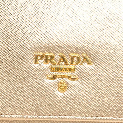 prada saffiano continental gold